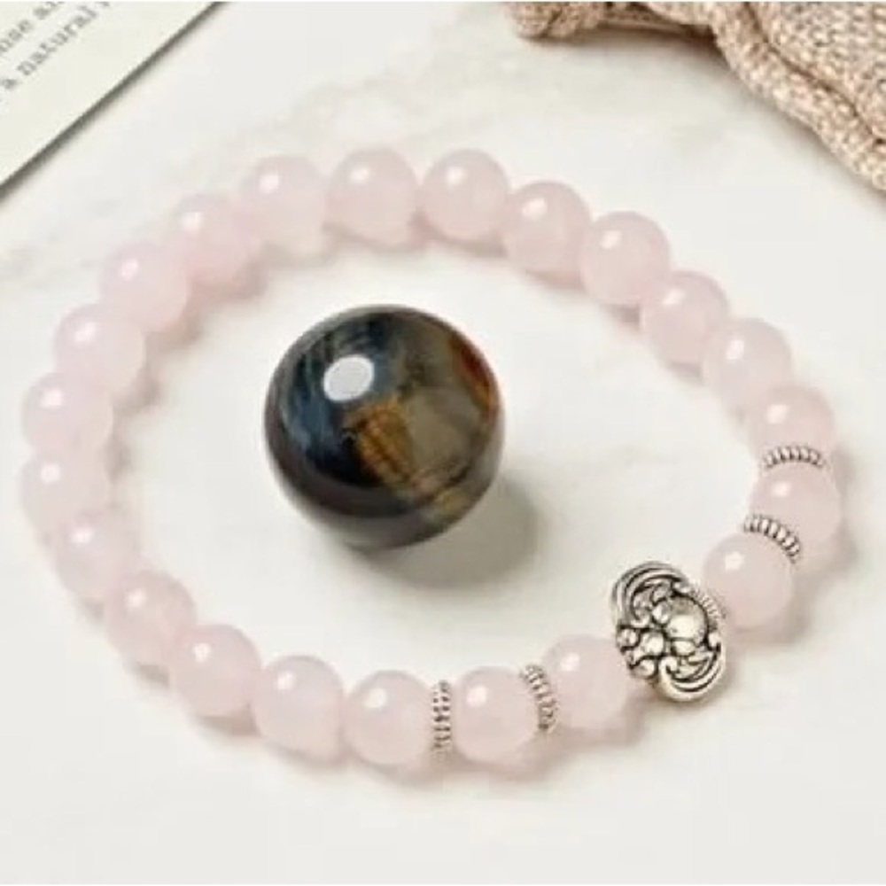 Rose Quartz Elephant Pendant Bracelet